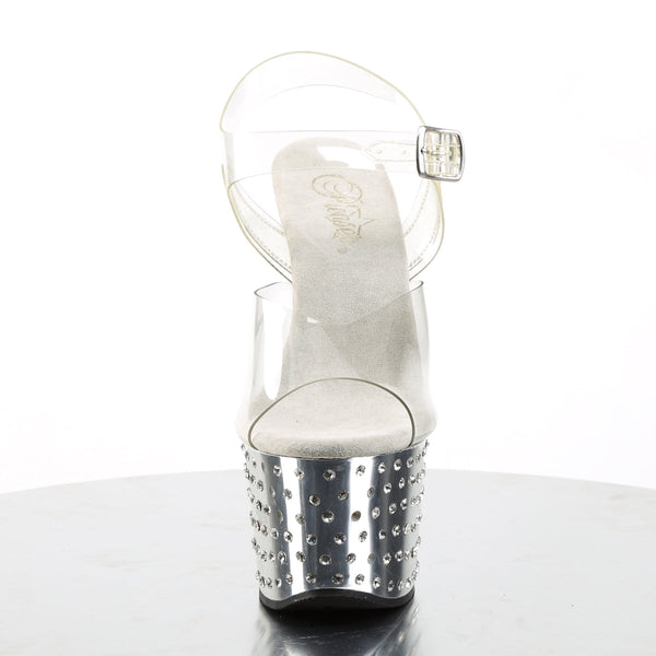 STARDUST-708 Plateau Sandaletten Silber von Pleaser – Ansicht 2