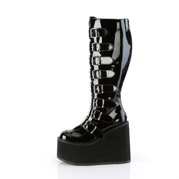 SWING-815WC (Weitschaft) Plateau Stiefel - Schwarz Lack | DemoniaCult