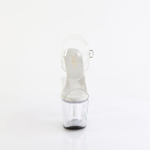 UNICORN-708TGRS - Plateau High Heel Sandaletten - Transparent mit Strass von Pleaser – Ansicht 2
