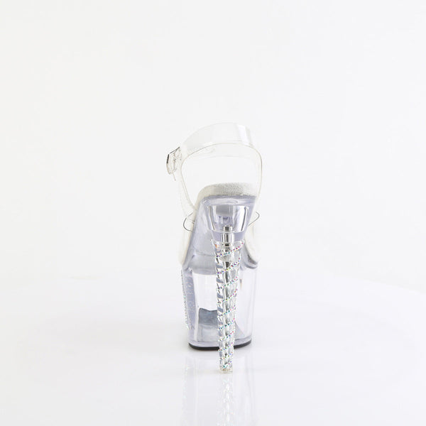 UNICORN-708TGRS - Plateau High Heel Sandaletten - Transparent mit Strass von Pleaser – Ansicht 4