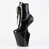 WORSHIP-1020 Plateau Stiefeletten Ponyheel Schwarz Lack von Pleaser – Ansicht 3