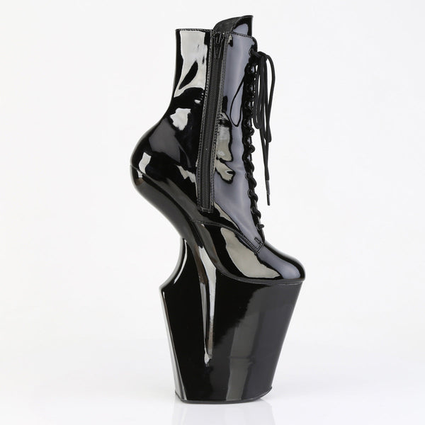 WORSHIP-1020 Plateau Stiefeletten Ponyheel Schwarz Lack von Pleaser – Ansicht 5
