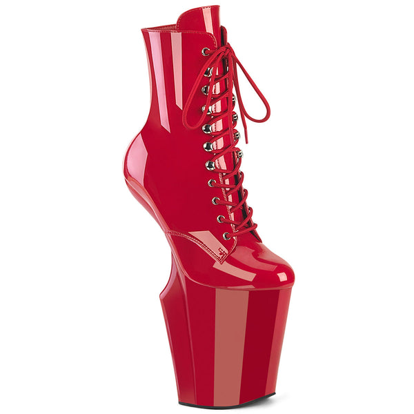 WORSHIP-1020 Plateau Stiefeletten Ponyheel Rot von Pleaser