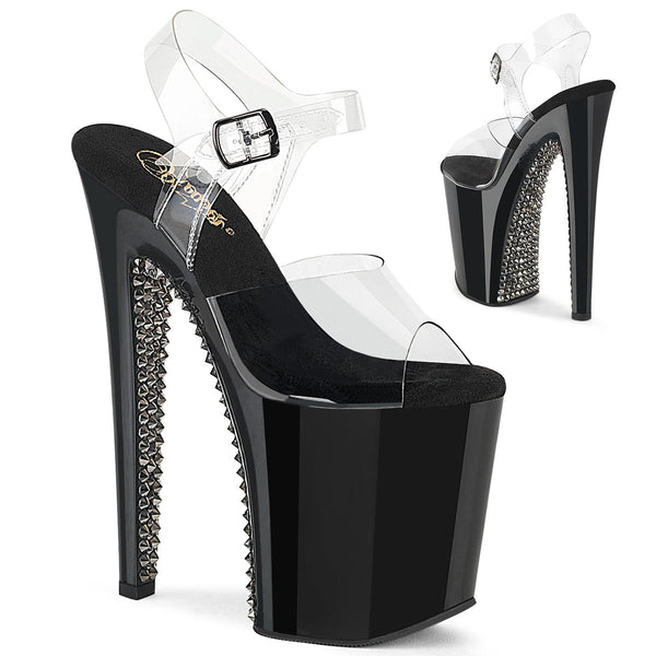 XTREME-808SPRS Plateau Sandaletten Schwarz Lack mit Nieten von Pleaser